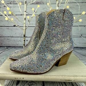 Matisse Shayne Clear Rhinestone Western Boots Women's 8.5M Ankle Boots
